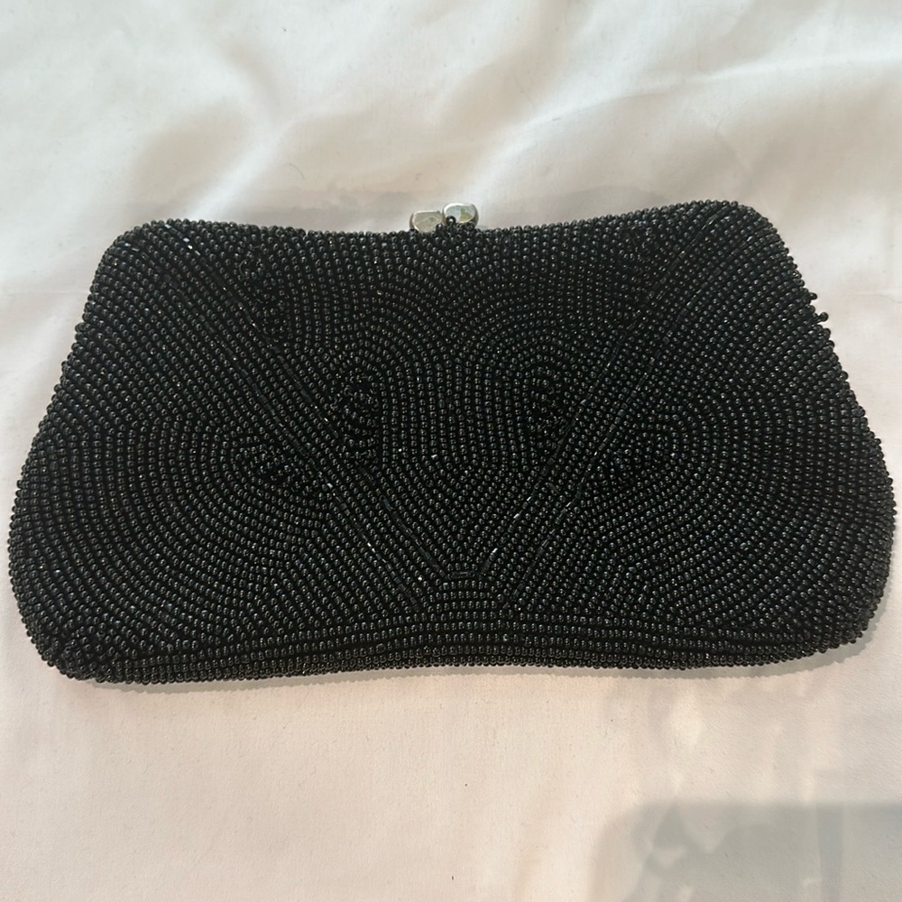 Vintage Black Beaded Clutch bag
